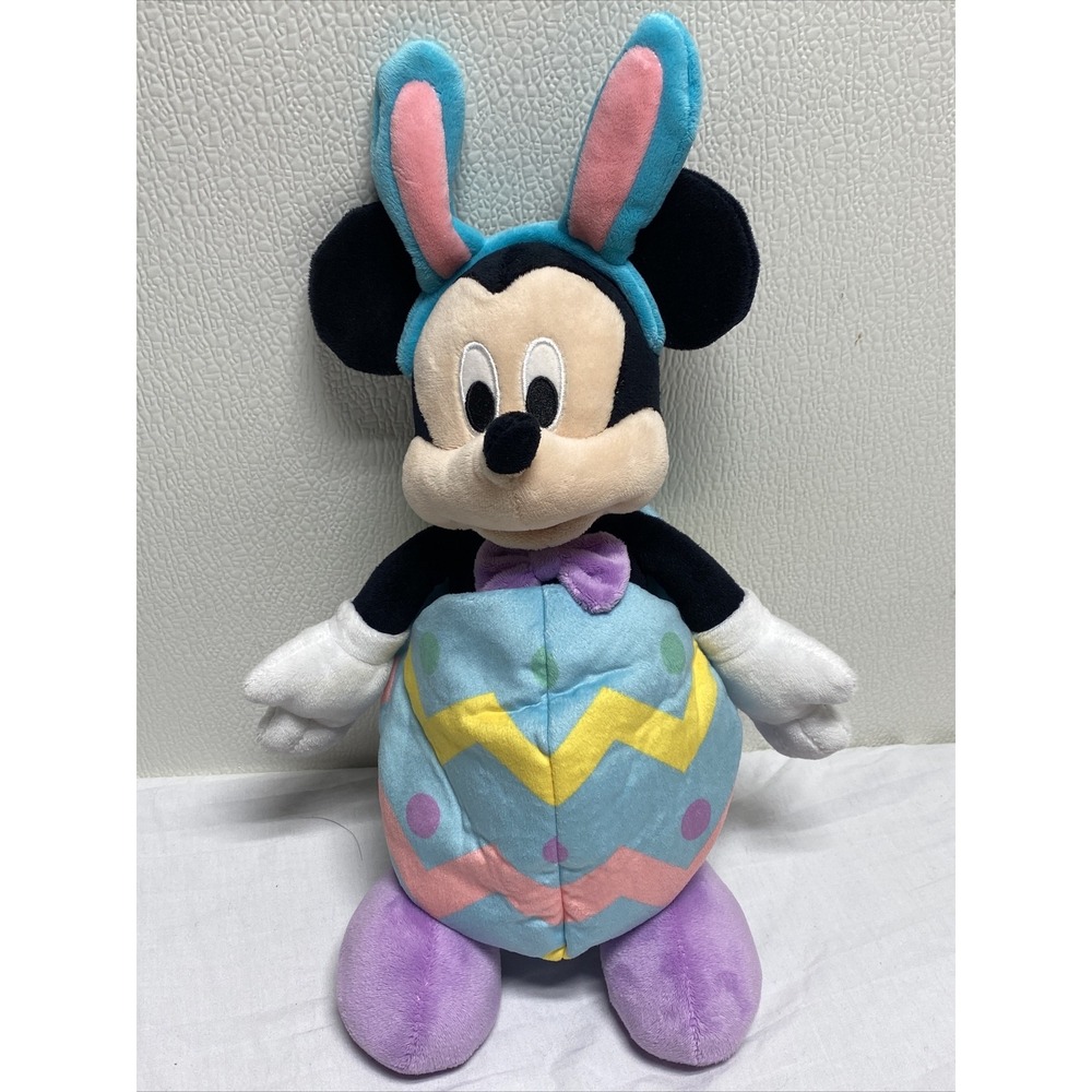 Disney Mickey Mouse Plush 16" Easter Bunny Ears Egg removable outfit Stuffed toy